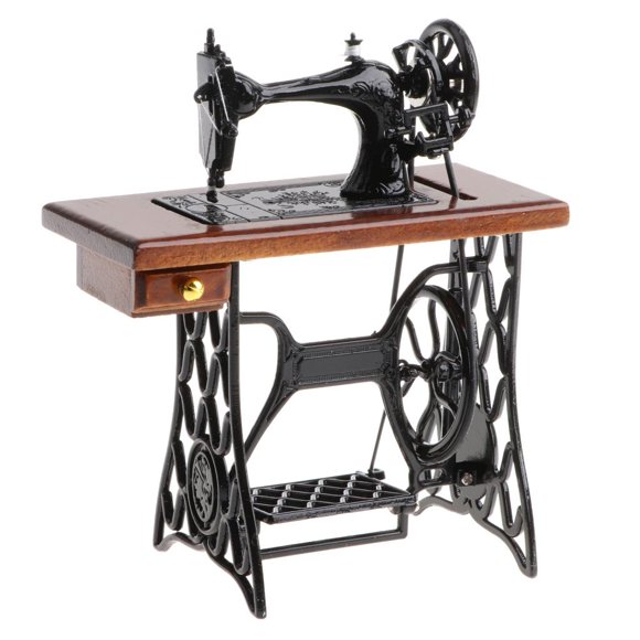 Juguete de Simución Modelo de Aleación Marrón en Miniatura a Presión Decoración de Escritorio Hogar Sunnimix Mini juguete de máquina de coser
