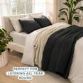 thumbnail image 3 of Bare Home Quilt Set - 3 Piece - Diamond Stitched Bedspread Coverlet - Full/Queen, Black, 3 of 8