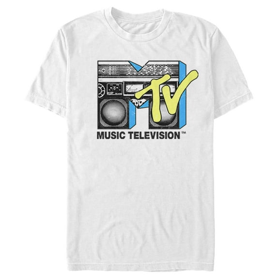 Men's MTV Boombox Retro Logo  Graphic Tee White Large