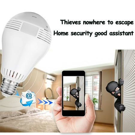 security camera ip agptek panoramic 960p bulb wifi degree hidden mini light
