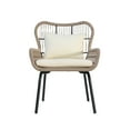 thumbnail image 2 of Fatima Outdoor 3 Piece Iron and Rope Chat Set with Cushions, Brown, Beige, 2 of 5