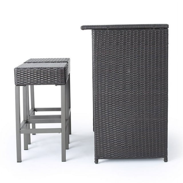Noble House Toranto Outdoor Multibrown Wicker Bar Island Set