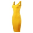 thumbnail image 2 of A2Y Women's Ribbed Knit Sleeveless Scoop Neck Midi Bodycon Dress Vibrant Yellow 2XL, 2 of 4