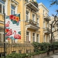 thumbnail image 2 of Pink Flamingos Garden Flag 12 x 18 Inches, Summer Red Hibiscus Flower Tropical Plant Wave Stripes Weather Proof Outdoor Patio Flags Double Sided Small Garden Decoration for Yard Outside Home, 2 of 9