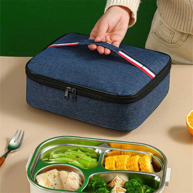 Square Flat Lunch Box Women Insulated Lunch Bag Waterproof Picnic Oxford  Large Tote Portable School Aluminum Foil Storage Bag - AliExpress