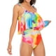 thumbnail image 5 of Conjunto de Bikini de Cintura Alta para Mujeres, Cuello de Bloque de Color U, Bikini sin Espalda Ajustable de Moda, 5 of 8