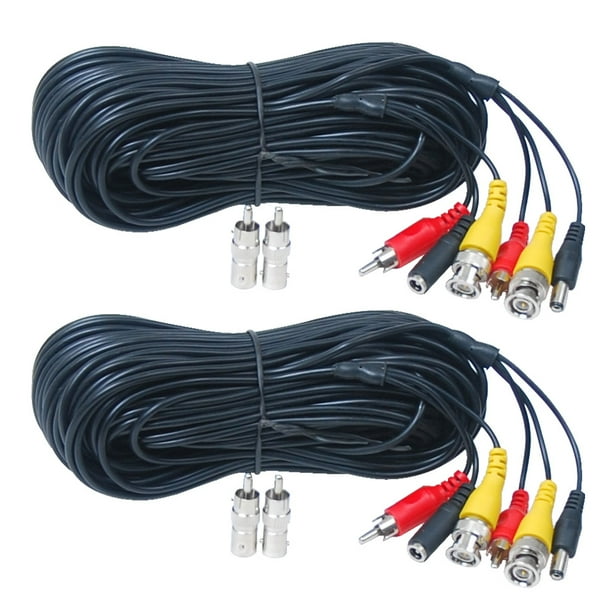 VideoSecu 2x 50ft Audio Video Power Extension Cable Wire Cord for CCTV