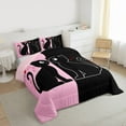 thumbnail image 3 of jejeloiu Romantic Valentine'S Day Queen Comforter Set,Cute Cat Kitten Bedding Sets,Pink Black Bedding Comforter Set For Girls,Ultra Soft Home Decor Reversible,3pcs, 3 of 8