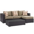 thumbnail image 2 of Modway Convene 3-Piece Rattan Aluminum Patio Sofa Set in Espresso/Mocha, 2 of 6