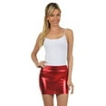 thumbnail image 5 of Sakkas Women's Shiny Metallic Liquid Mini Skirt - Red - Medium, 5 of 7