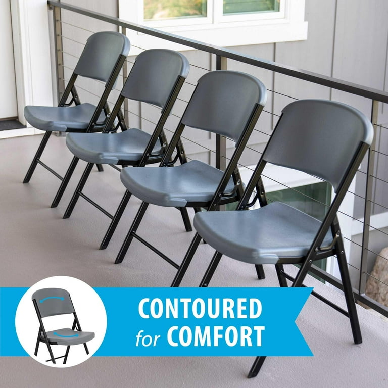 Lifetime Classic Folding Chair Commercial Grade Adult Sized Set of 4 Gray 80818 Walmart