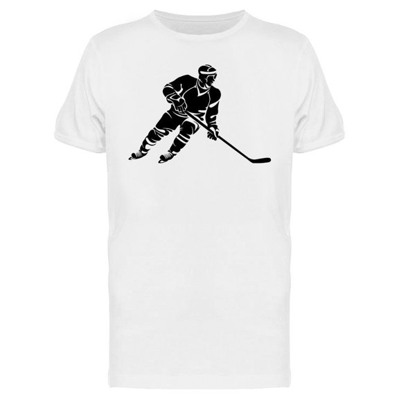 Hockey Player Black Silhouette T-Shirt Men -Image by Shutterstock, Male XX-Large