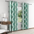 thumbnail image 3 of Aofoto Homes & Gardens Modern Leaves Grommet Blackout Curtain for Living Room, 2 Panel, Green,42x84 Inches, 3 of 5