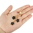 thumbnail image 3 of Flower Charm Keychain, Enameled Keychain Pendant with Snap Hook, Black, 3 of 6