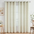thumbnail image 5 of Curtainking Light Filtering Curtains Geometric Striped Boho Farmhouse Grommet Curtains for Living Room 52x84 Inch Pack of 2 Sage Green on Beige, 5 of 8