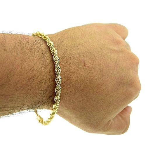 RM Gold Plated Mens Solid Rope Bracelet