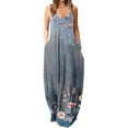 thumbnail image 1 of Robes Maxi pour Femmes Été Robe à Bretelles Spaghetti Grande Taille Décontractée Ample Plage Boho Robe d'Été avec Poches, 1 of 5