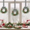 thumbnail image 5 of JEWLALO 12Pcs 9'' Small Christmas Kitchen Cabinet Wreaths with Plaid Bow Ribbon, Mini Hanging Christmas Wreath, Artificial Greenery Wreath for Front Door Porch Wall Window (Black White Buffalo Plaid), 5 of 9