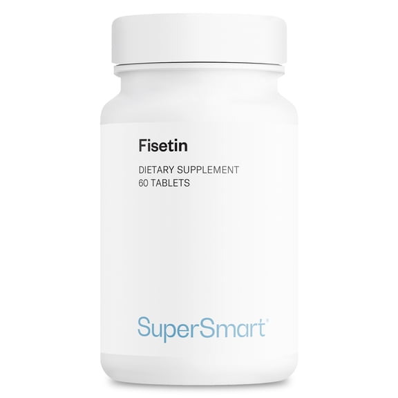 SuperSmart Fisetin 500mg per Day (Easy-to-Take) - 98% Pure Fisetin Supplement - Highly Bioavailable Polyphenol - Potent Senolytic Activator | Non-GMO & Gluten Free - 60 Tablets
