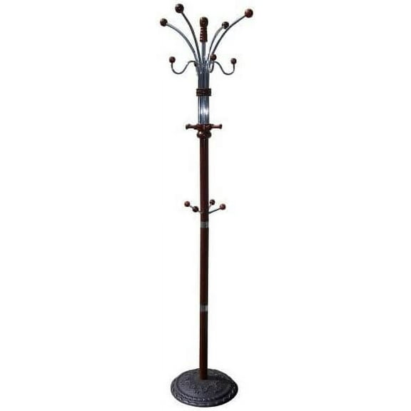 Coat Rack Wood and Metal with Many Hooks (Cherry, Wood and Metal)