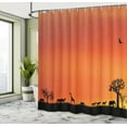 thumbnail image 5 of Ambesonne Animal Shower Curtain, Savannah Sunset with Gull, 69"Wx75"L, Burnt Orange and Black, 5 of 5