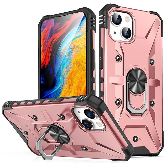 Funda estilo Sargento para iPhone 13 con soporte de anillo giratorio de 360 grados, con imán, 6.1 pulgadas, antideslizante