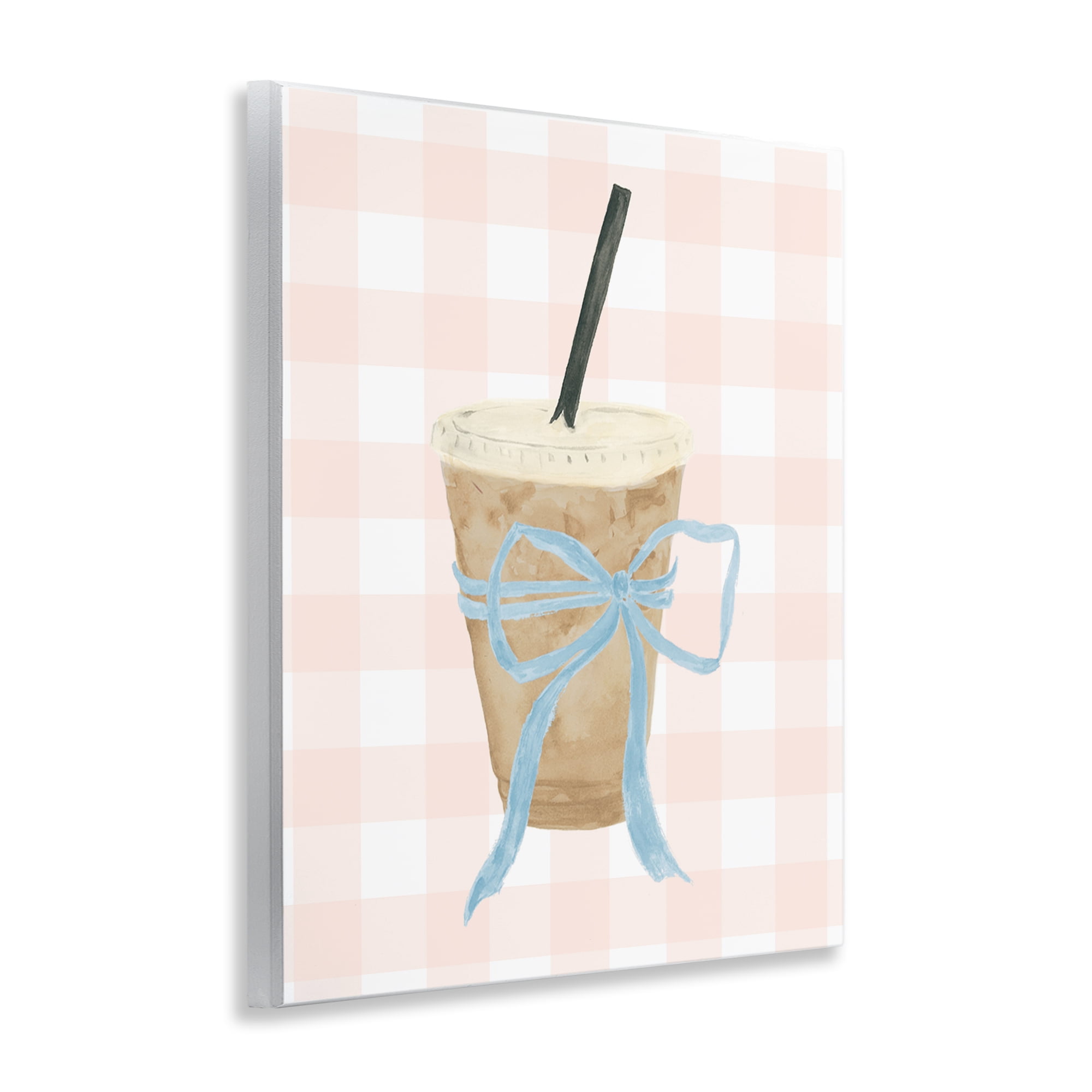 Stupell Industries Iced Coffee on Gingham Wall Plaque Art, design by Lucille Price