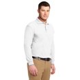 thumbnail image 4 of Port Authority K500LS Mens Long Sleeve Silk Touch Polo T-Shirt, White - Extra Small, 4 of 6
