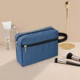 thumbnail image 1 of Puntoco Neceser portátil de doble capa para mujer, color azul marino, multifuncional, para guardar artículos de tocador y cosméticos, 1 of 5