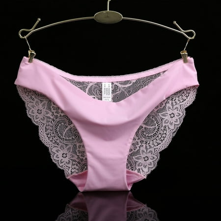 

ZDD- Women s Sexy Lace Panties Seamless Cotton Breathable Panty Hollow Briefs Girl Underwear pink L