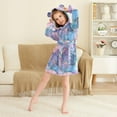 thumbnail image 3 of FORMRS Niños Bathrobe Unisex Hooded Robe Soft Plush Pajamas Sleepwear, Size 10-12T, Pink Marble Pattern, 3 of 7