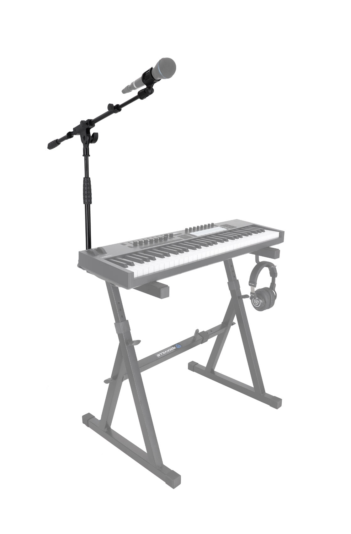 Rockville ZMS Mic Stand Attachment for Z-Stands Adjustable Boom, Height, and Angle