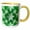 Yellow/White, variant on 3drose, Seasonal White Snowflakes Design on Tonal Green Background, 15oz Two-tone Black Mug