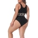 thumbnail image 3 of Bañadores de dos piezas para mujer Agnes Orinda, talla grande, conjunto de bikini de leopardo de cintura alta, trajes de baño deportivos, negro 4X, 3 of 6