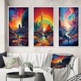 thumbnail image 1 of Designart "Visionary Rainbow Mystery Landscapes III" Abstract Landscape Framed Wall Art Set Of 3 - Multicolor Abstract Landscapes Frame Canvas Set For Living Room Decor, 1 of 6