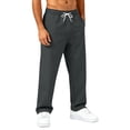 thumbnail image 3 of Men's Casual Pants Drawstring Elastic Waist Straight Leg Pants Quick Dry Athletic Workout Trousers with Pockets, 3 of 7