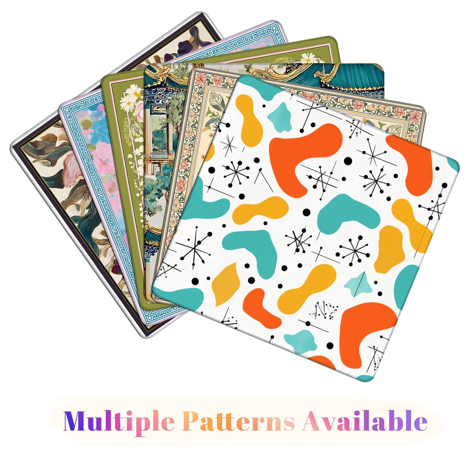 Mahjong Mat 31.5" x 31.5" Retro Mid Century Abstract Vibrant Shapes Black Line Elements Non-Slip Noise Reduction American Mahjong Tiles Table Cover for Dominoes Poker Card Board Games Gift