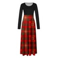 thumbnail image 4 of BLVB Long Sleeve Dress for Women Crewneck Christmas Print High Waist Patchwork Bohemian Long Maxi Dress Evening Gown Dress, 4 of 5