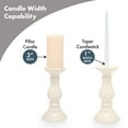 thumbnail image 4 of Bonita Home 9" Candle Holder Set, Ceramic Candle Stick Holder - Pillar or Taper Candles, Set of 2 Farmhouse, Rustic, Traditional Decor, White, 4 of 10