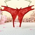 thumbnail image 5 of Elainilye Fashion Womens Crotchless Panties Set Sexy Transparent Underwear Sling Solid Color Thong Underwear,Red, 5 of 5