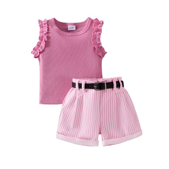 FDDMis 2 Piece Sets Cute Baby Girl Outfit Baby Girl Outfits 6-9 Months Brown Shirt Dance Shorts Baby Clothes Girls 10-12, Red 12-18 Months