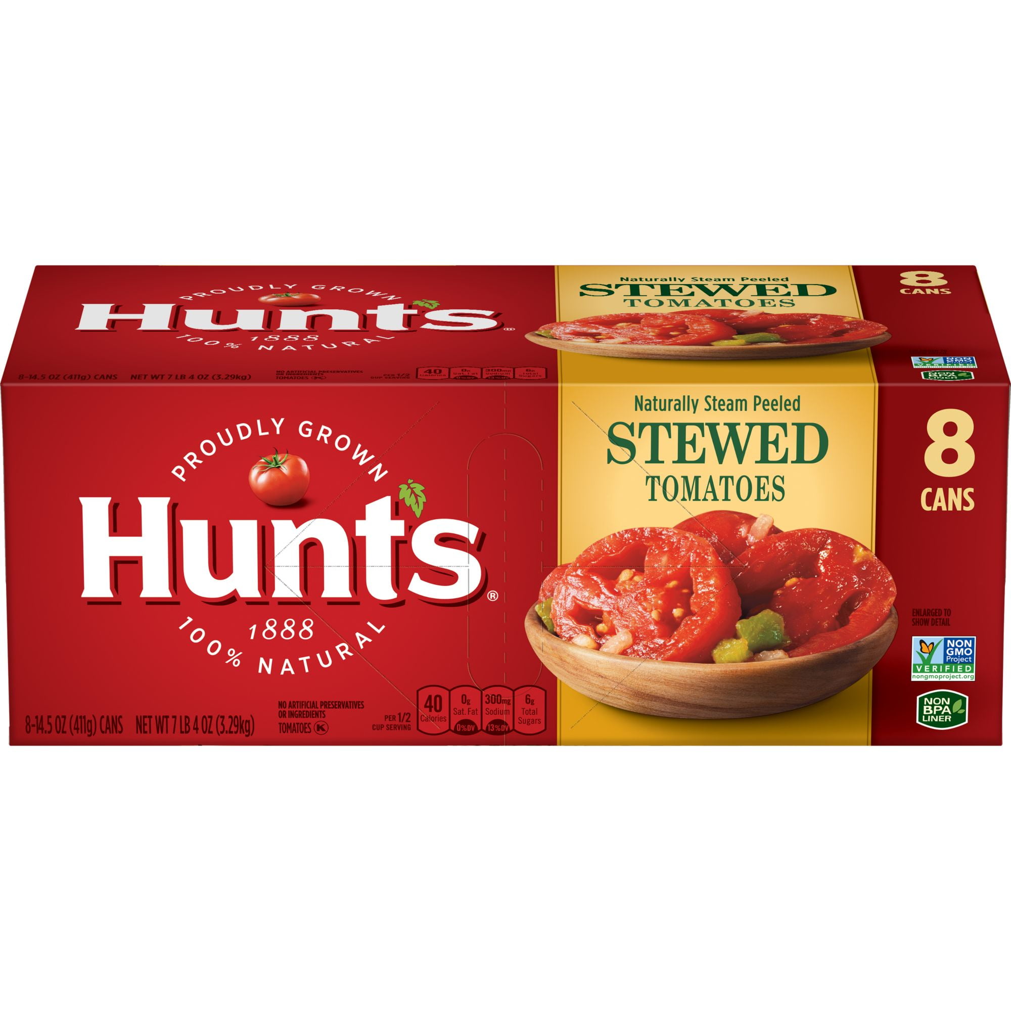 Hunts Stewed Tomatoes 8 Pack. 14.5 oz.