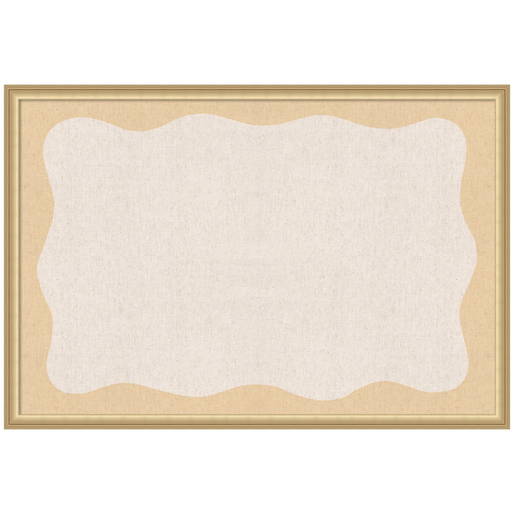 Kate and Laurel Framed Fabric Pinboard 38 x 26,  Printed Linen Classic Bulletin Board for Use as a Vision Board or Wall Organization, Florence Gold Frame