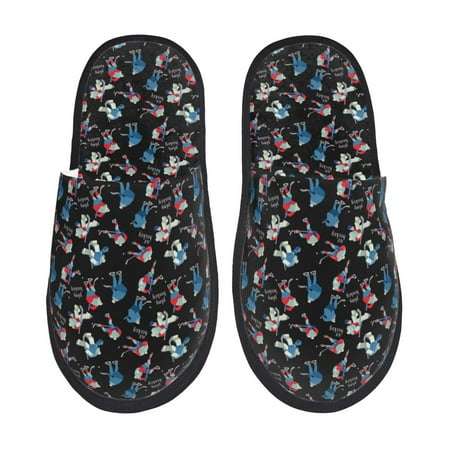 

Fuzoiu Play Hockey Print Unisex Furry Slippers Plush Indoor Shoes Trendy House Slippers Anti-Skid EVA Sole House Shoes for Home Office and Travel -Medium