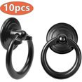 thumbnail image 3 of 10 Pcs Black Cabinet Handle Metal Door Knob Drawer Ring Classic Pull Handle Round Furniture Handle Furniture Knob Pull Handles With Screws For Cabinet, 3 of 5