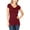 Burgundy, variant on Women Casual Solid V-Neck Short Sleeve Basic T-Shirt Top