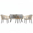 thumbnail image 4 of Craftian Outdoor Conversation Set,4-Piece Bistro Set with Loveseat for Patio Furniture Set - Gray, 4 of 9