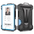 thumbnail image 3 of Cartera minimalista para hombre - Cartera delgada de metal de aluminio con clip para dinero con portatarjetas de identificación transparente, billetera de fibra de carbono, bloqueo RFID, 3 of 5