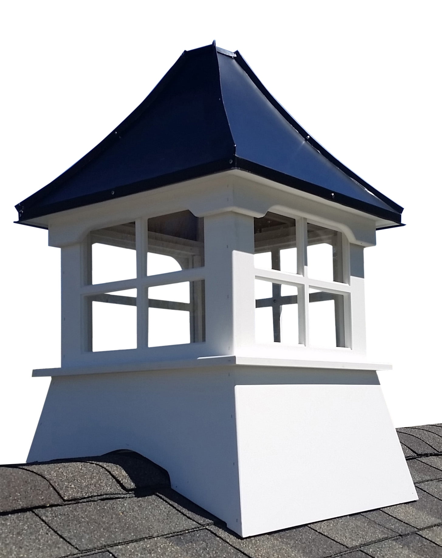 Monterey 24" Square White Vinyl Cupola with Black Aluminum Pagoda Roof
