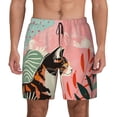 thumbnail image 2 of Picia Colorful Cat With Flowers pattern Mens Swim Trunks with Compression Liner Stretch Beach Shorts Quick Dry with Zipper Pockets No-Chafing Board Shorts-Medium, 2 of 9